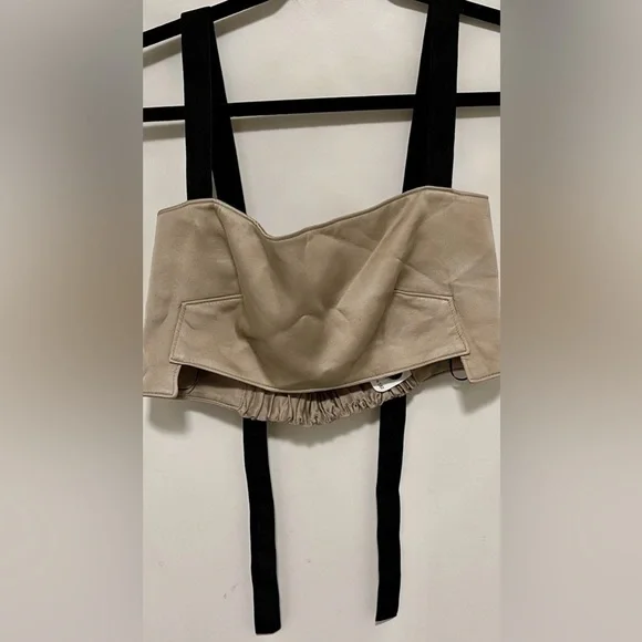 Zara‎ Beige Bustier Corset Top Minimalist Contrast Straps Neutralcore Y2K Size M - Picture 2 of 11